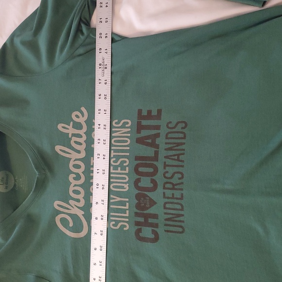 Life Is Good Teal Chocolate Quote Tee Size Large - Picture 4 of 5